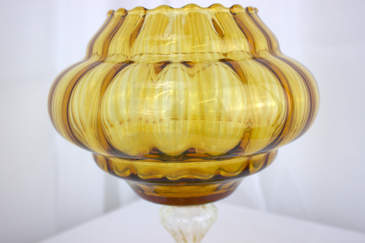 Large Vintage Empoli Italian Blown Glass Apothecary Jar - Amber 1960s