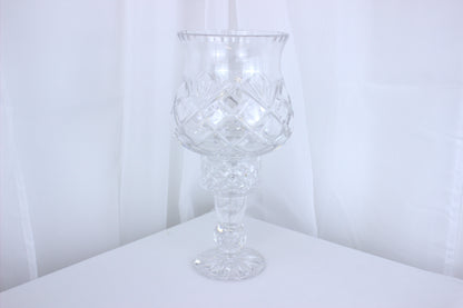 Vintage Bohemian Crystal Cut Glass Hurricane Candle Holder