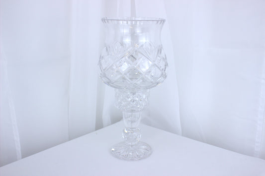 Vintage Bohemian Crystal Cut Glass Hurricane Candle Holder