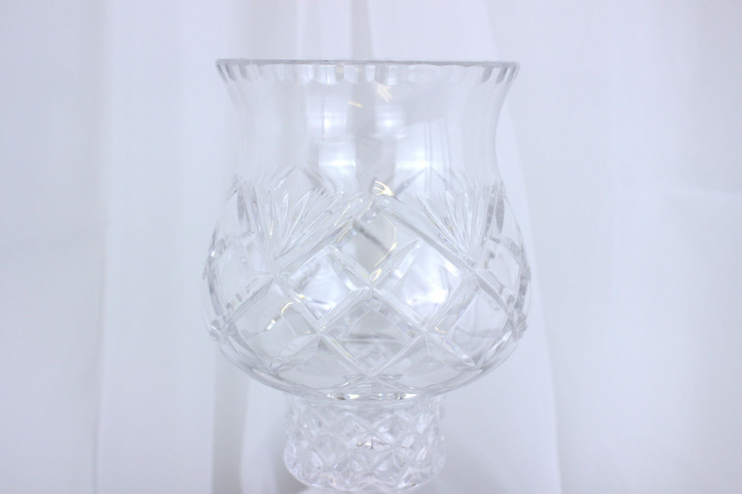 Vintage Bohemian Crystal Cut Glass Hurricane Candle Holder