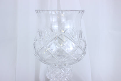 Vintage Bohemian Crystal Cut Glass Hurricane Candle Holder