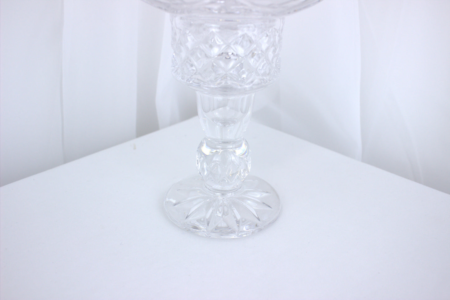 Vintage Bohemian Crystal Cut Glass Hurricane Candle Holder