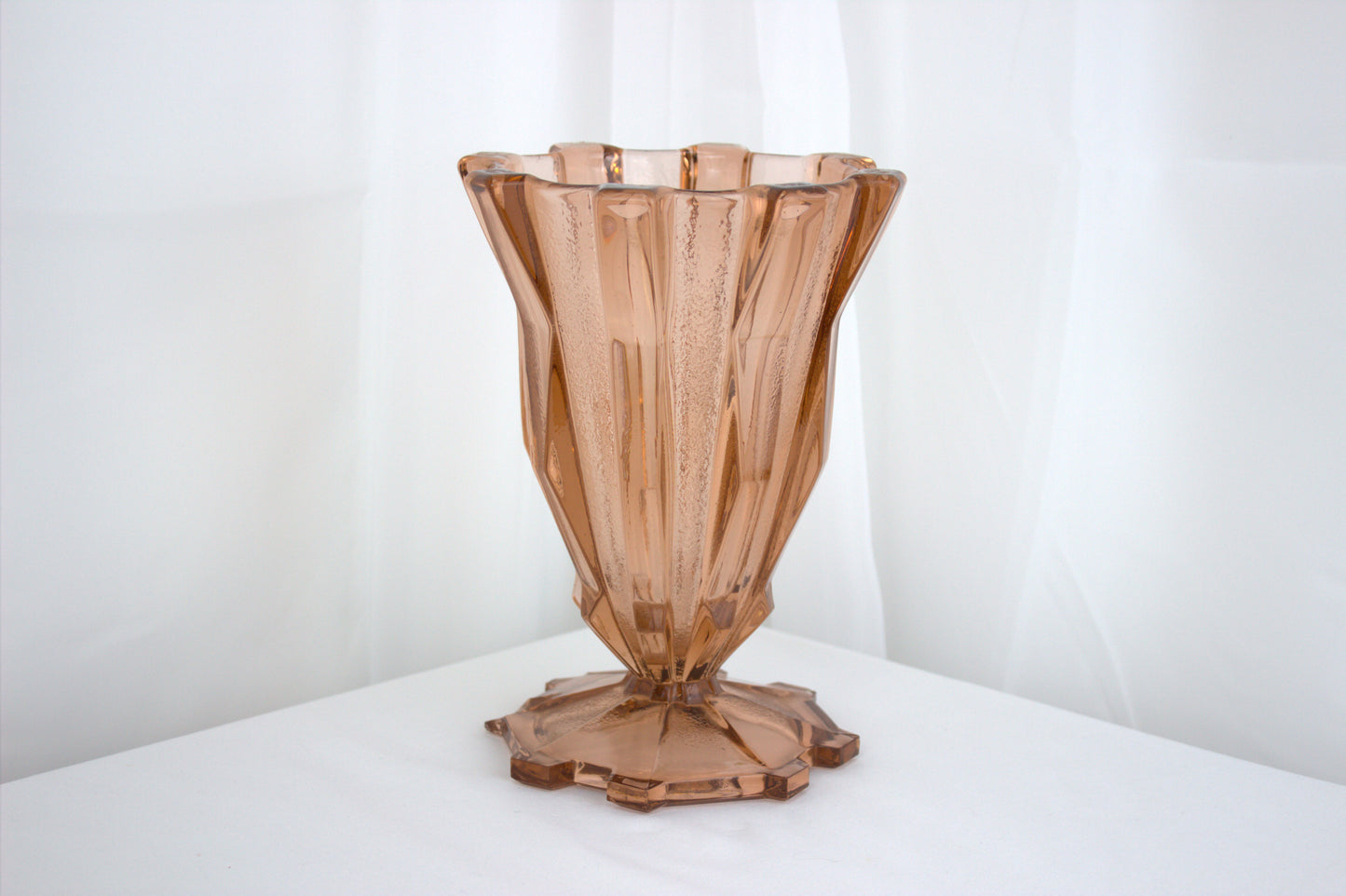 Art Deco Salmon Colored Glass Vase - Approx 1920's / 1930's