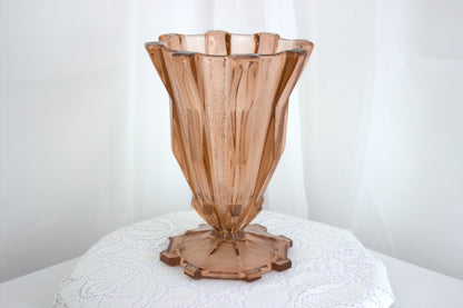 Art Deco Salmon Colored Glass Vase - Approx 1920's / 1930's