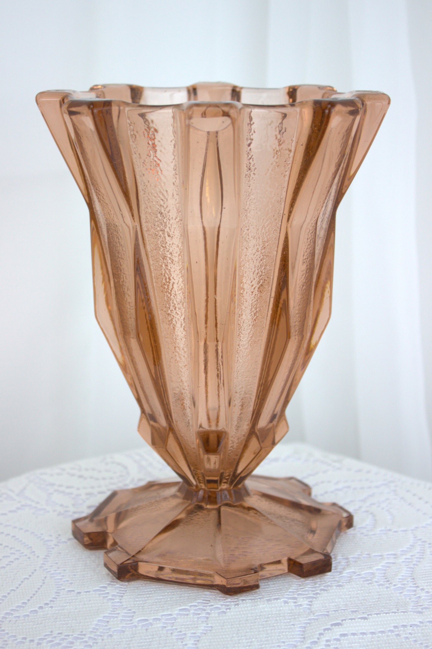 Art Deco Salmon Colored Glass Vase - Approx 1920's / 1930's