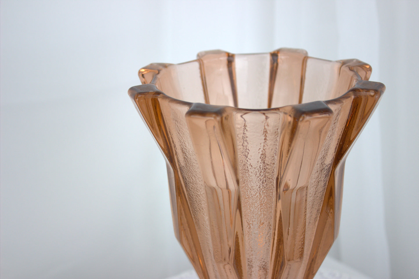 Art Deco Salmon Colored Glass Vase - Approx 1920's / 1930's