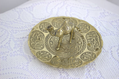 Vintage Handmade Ornate Arabic Brass Camel Ashtray or Jewellery Tray