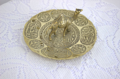 Vintage Handmade Ornate Arabic Brass Camel Ashtray or Jewellery Tray