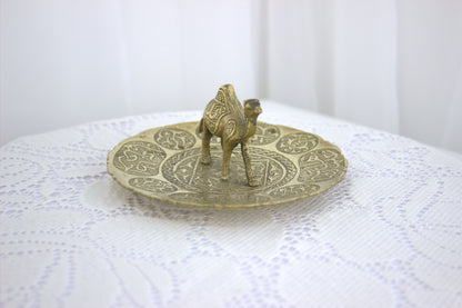 Vintage Handmade Ornate Arabic Brass Camel Ashtray or Jewellery Tray