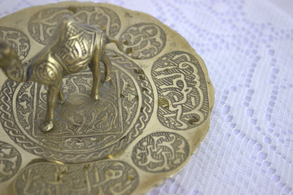 Vintage Handmade Ornate Arabic Brass Camel Ashtray or Jewellery Tray