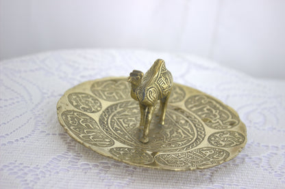 Vintage Handmade Ornate Arabic Brass Camel Ashtray or Jewellery Tray