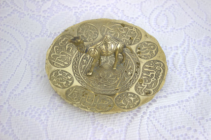 Vintage Handmade Ornate Arabic Brass Camel Ashtray or Jewellery Tray