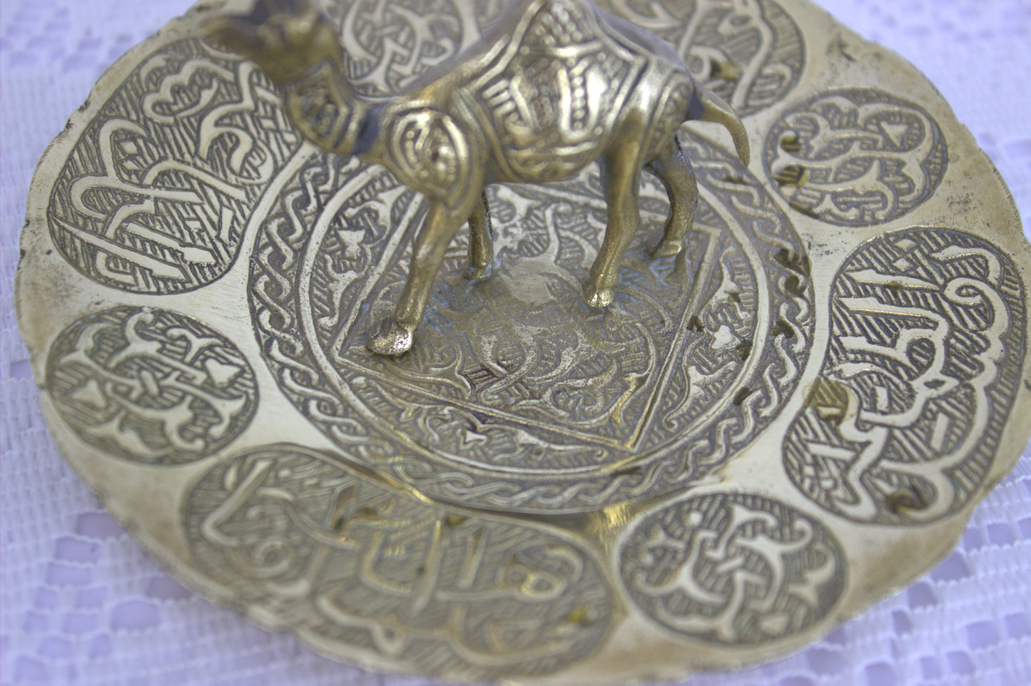 Vintage Handmade Ornate Arabic Brass Camel Ashtray or Jewellery Tray