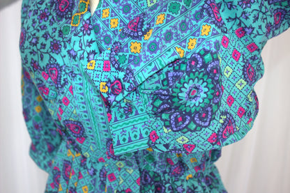 Wonderfully Vibrant Paisley and Patterned Vintage Dress - Size 8