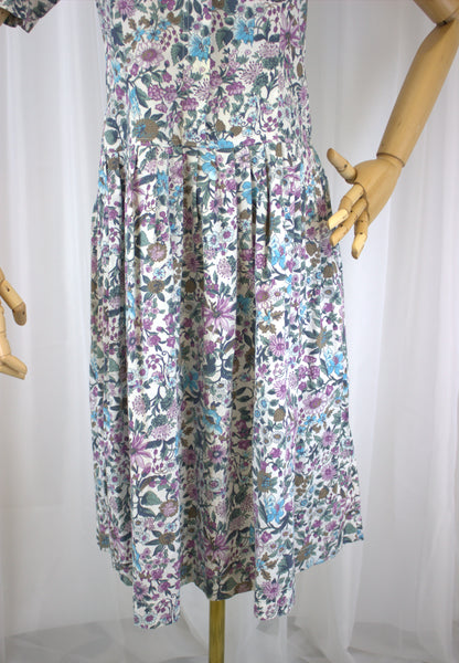 Classic 1980s Floral House Dress - Size 10