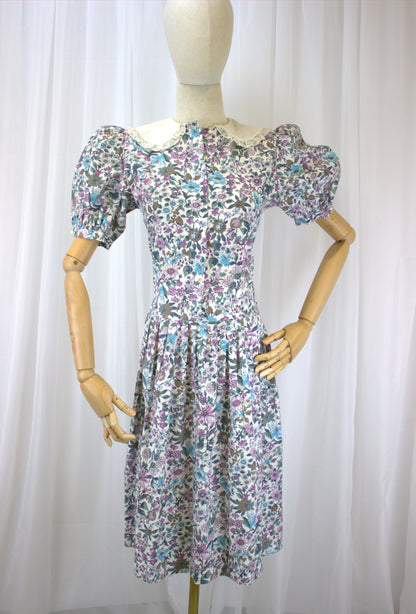 Classic 1980s Floral House Dress - Size 10