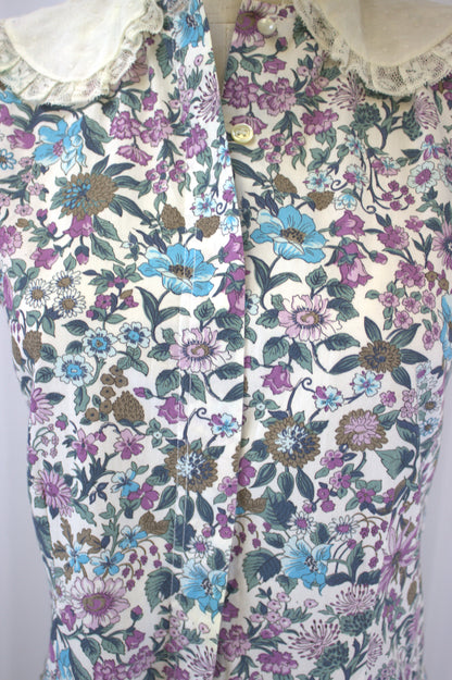 Classic 1980s Floral House Dress - Size 10