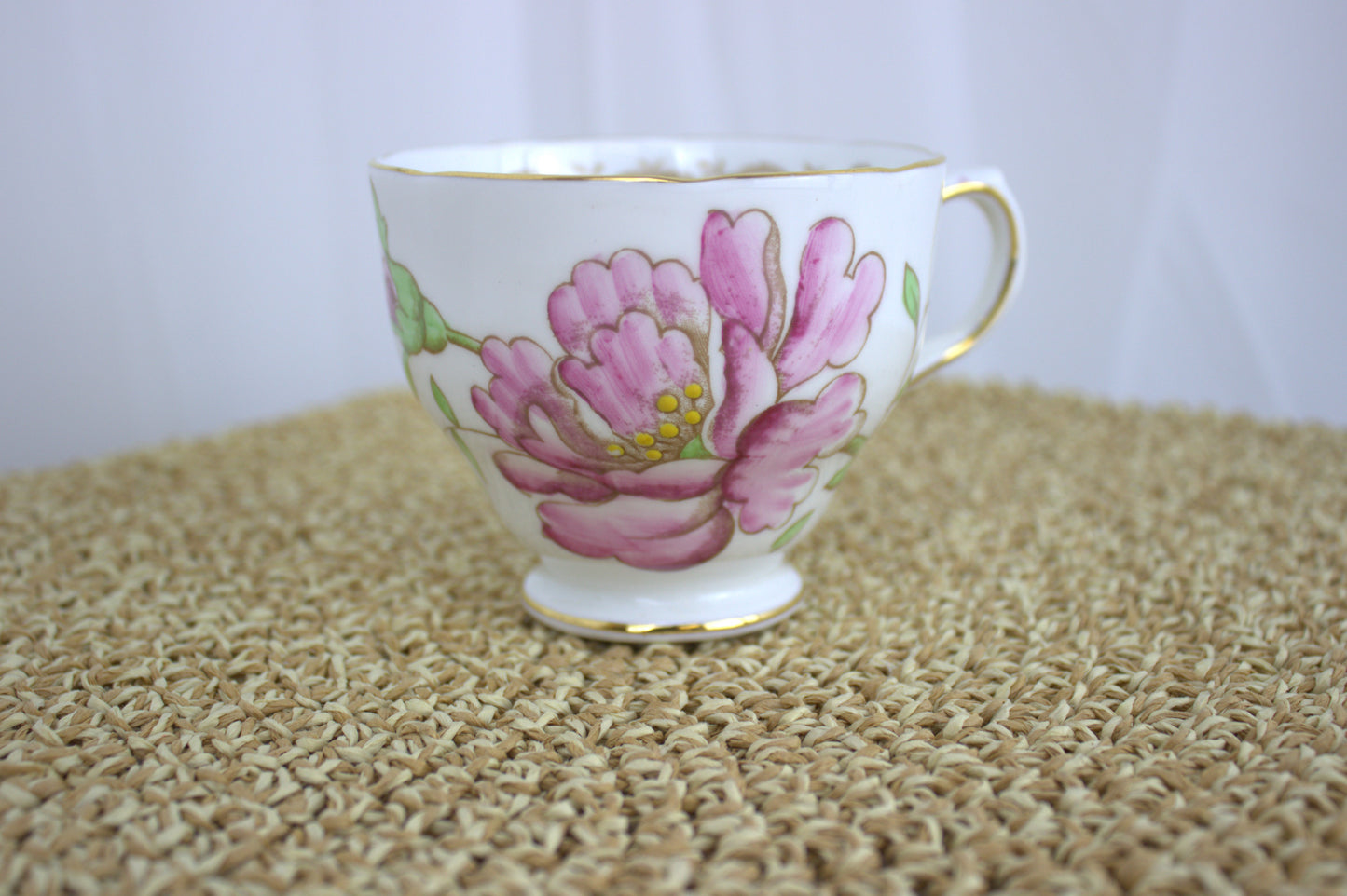 Vintage Tuscan Poppy Pink Flower Teacup and Saucer – 1960s