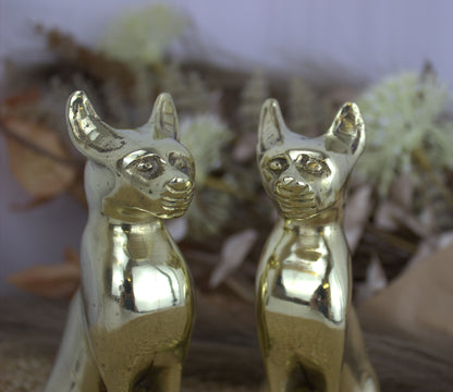 Stunning Heavy Brass Egyptian Cat Figurines – 1960s