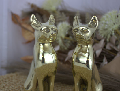 Stunning Heavy Brass Egyptian Cat Figurines – 1960s