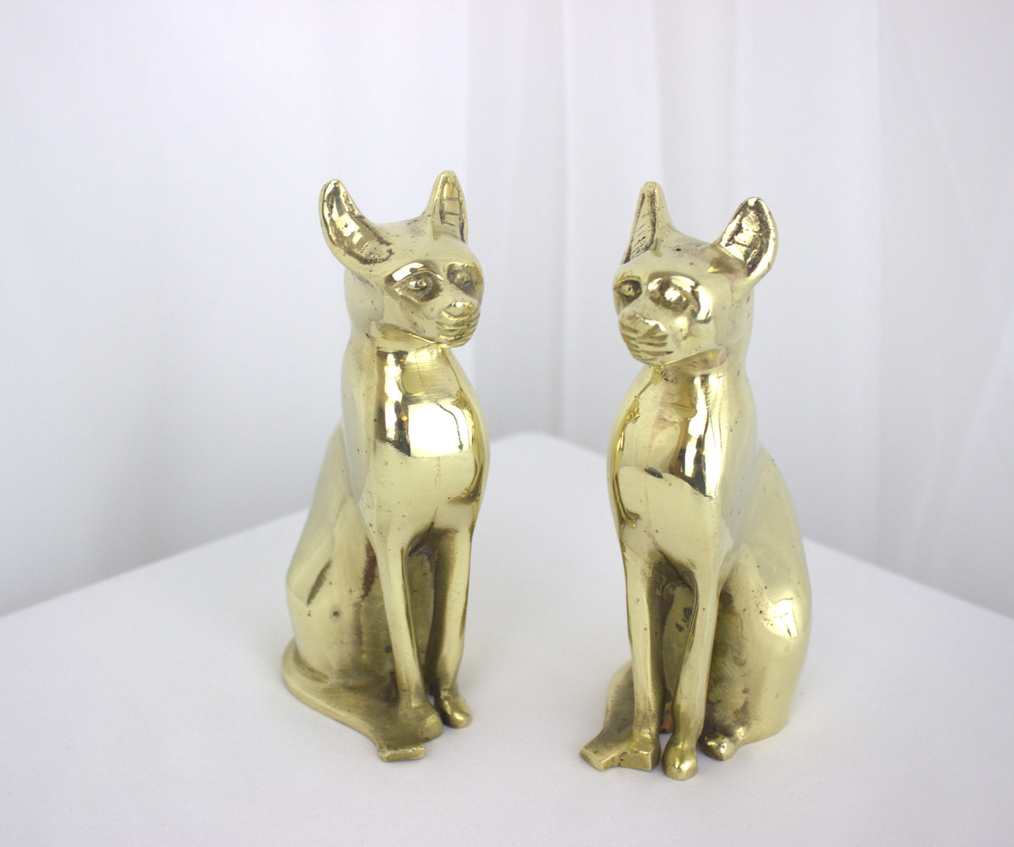 Stunning Heavy Brass Egyptian Cat Figurines – 1960s