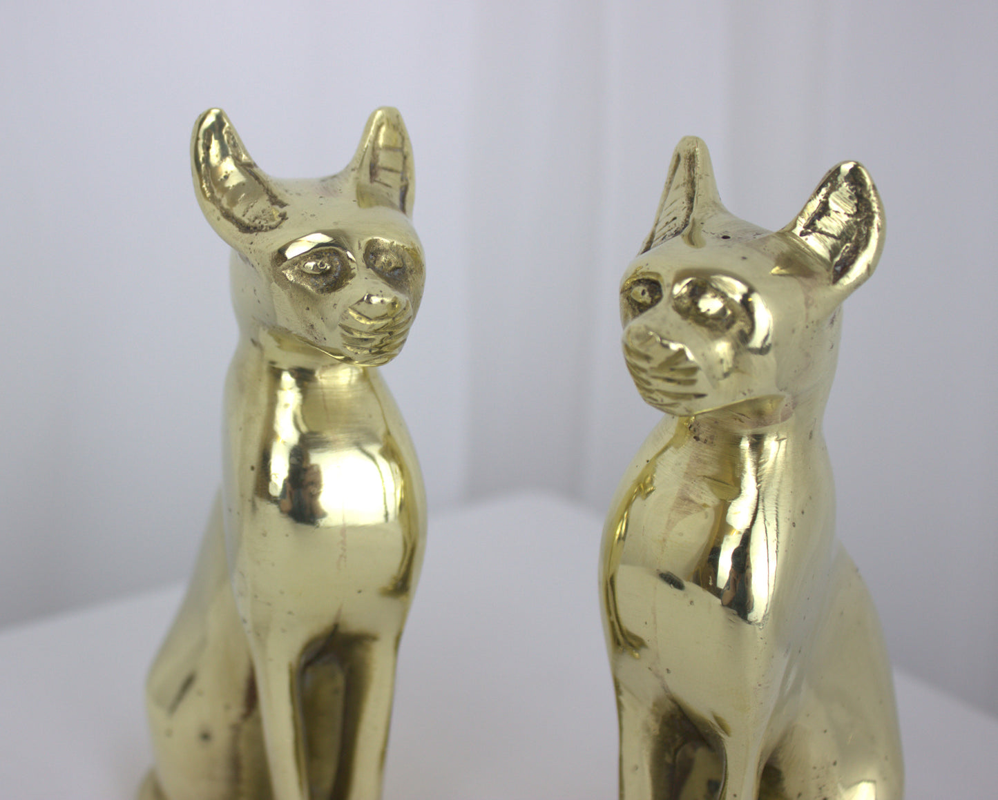 Stunning Heavy Brass Egyptian Cat Figurines – 1960s