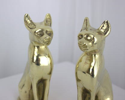 Stunning Heavy Brass Egyptian Cat Figurines – 1960s