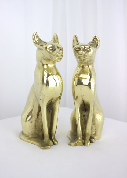 Stunning Heavy Brass Egyptian Cat Figurines – 1960s