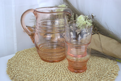 Peachy Pink Drinks Pitcher Set - Jug and 4 Glasses