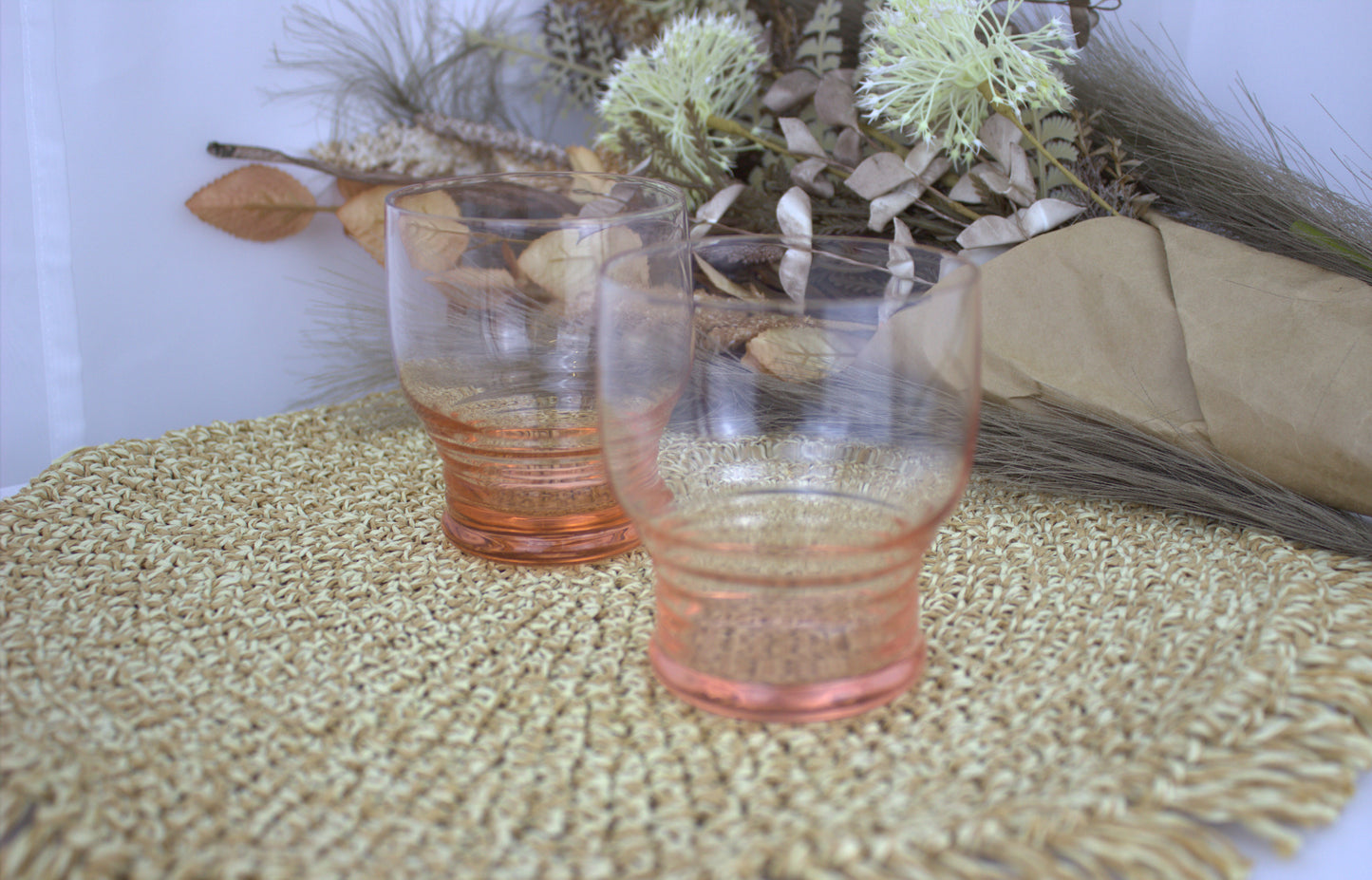 Peachy Pink Drinks Pitcher Set - Jug and 4 Glasses