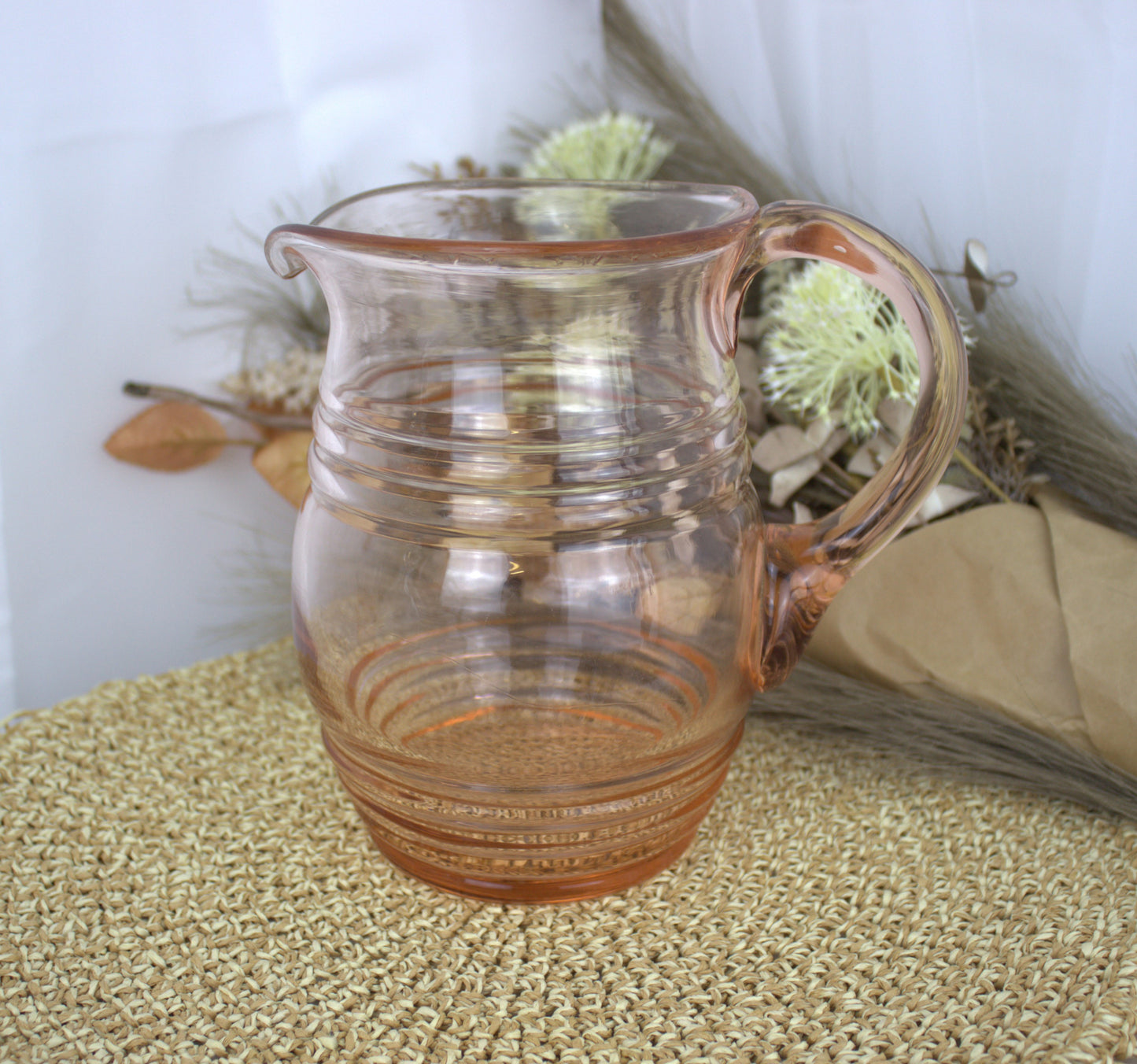 Peachy Pink Drinks Pitcher Set - Jug and 4 Glasses