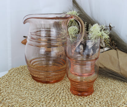 Peachy Pink Drinks Pitcher Set - Jug and 4 Glasses