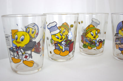 Tweety Bird Small Drinking Glass Set of 5 - Arc Glass - Made in France