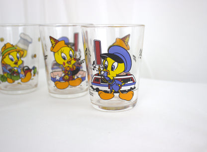 Tweety Bird Small Drinking Glass Set of 5 - Arc Glass - Made in France