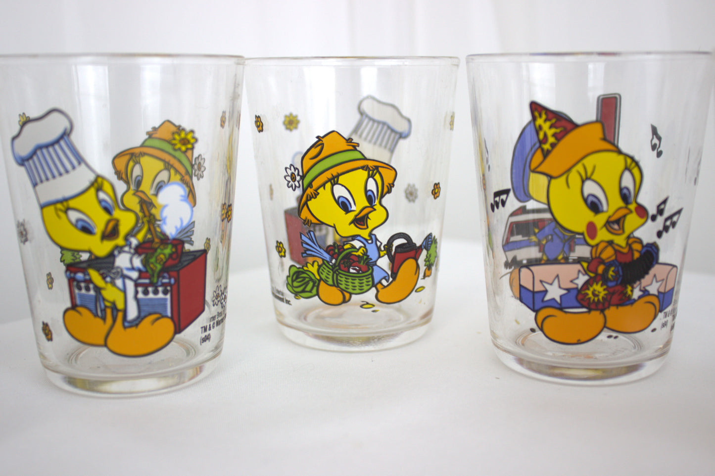 Tweety Bird Small Drinking Glass Set of 5 - Arc Glass - Made in France