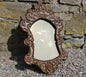 Vintage 50s Style Carved Oak Wall Mirror with Tinted Glass