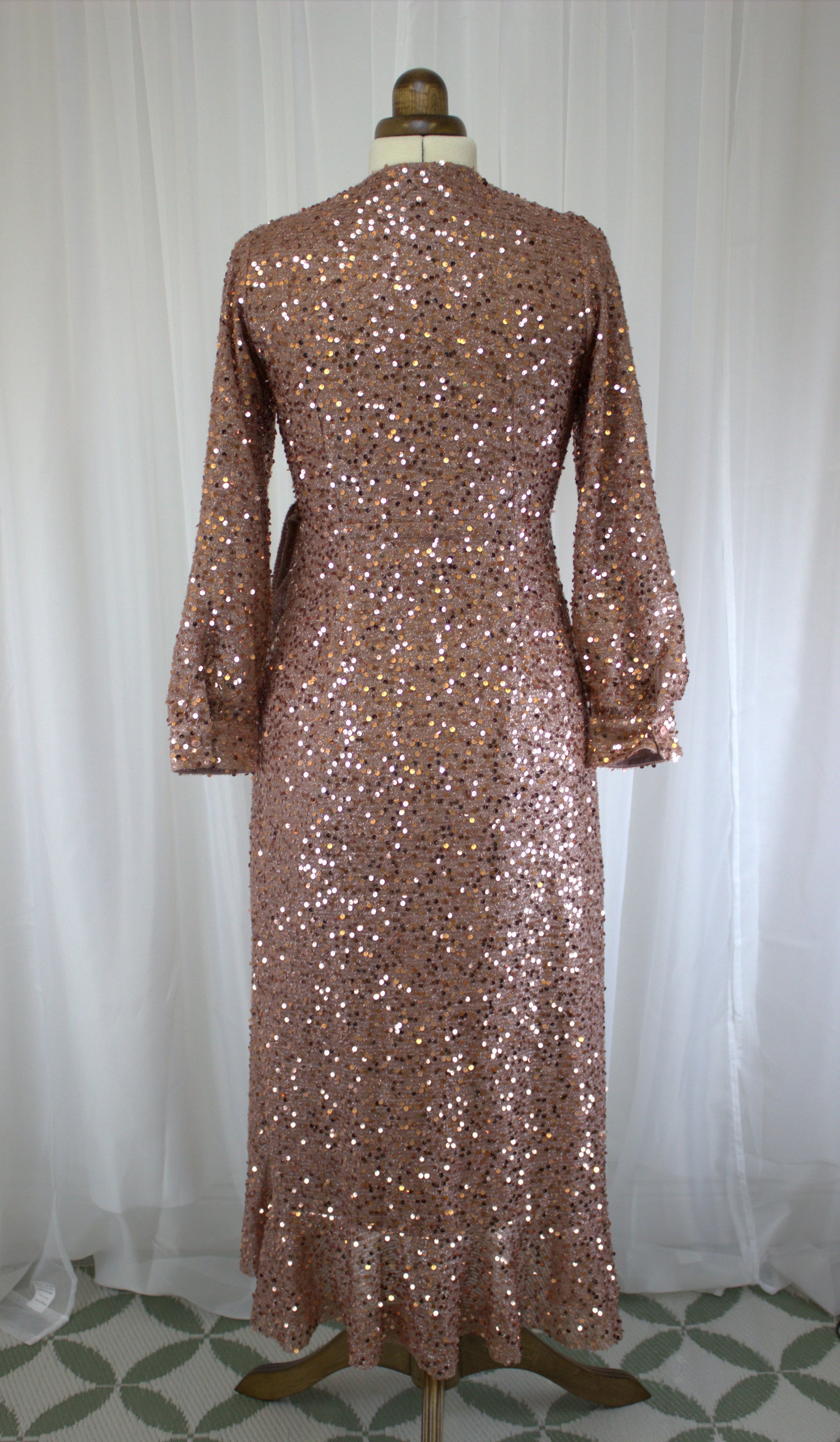 Rose Gold Sequin Wrap Dress - Size S - will fit 8-10