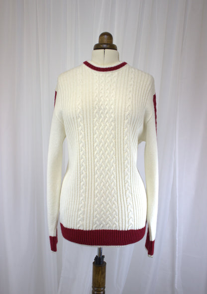 Syrus Cream Cableknit Sweater - Size L - Perfect oversized boyfriend Sweater