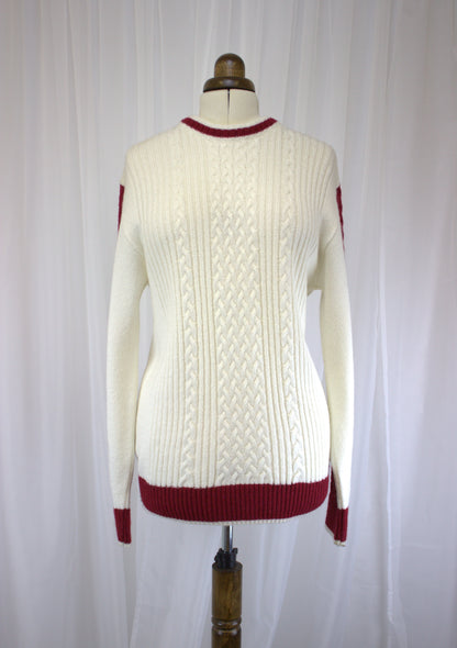 Syrus Cream Cableknit Sweater - Size L - Perfect oversized boyfriend Sweater