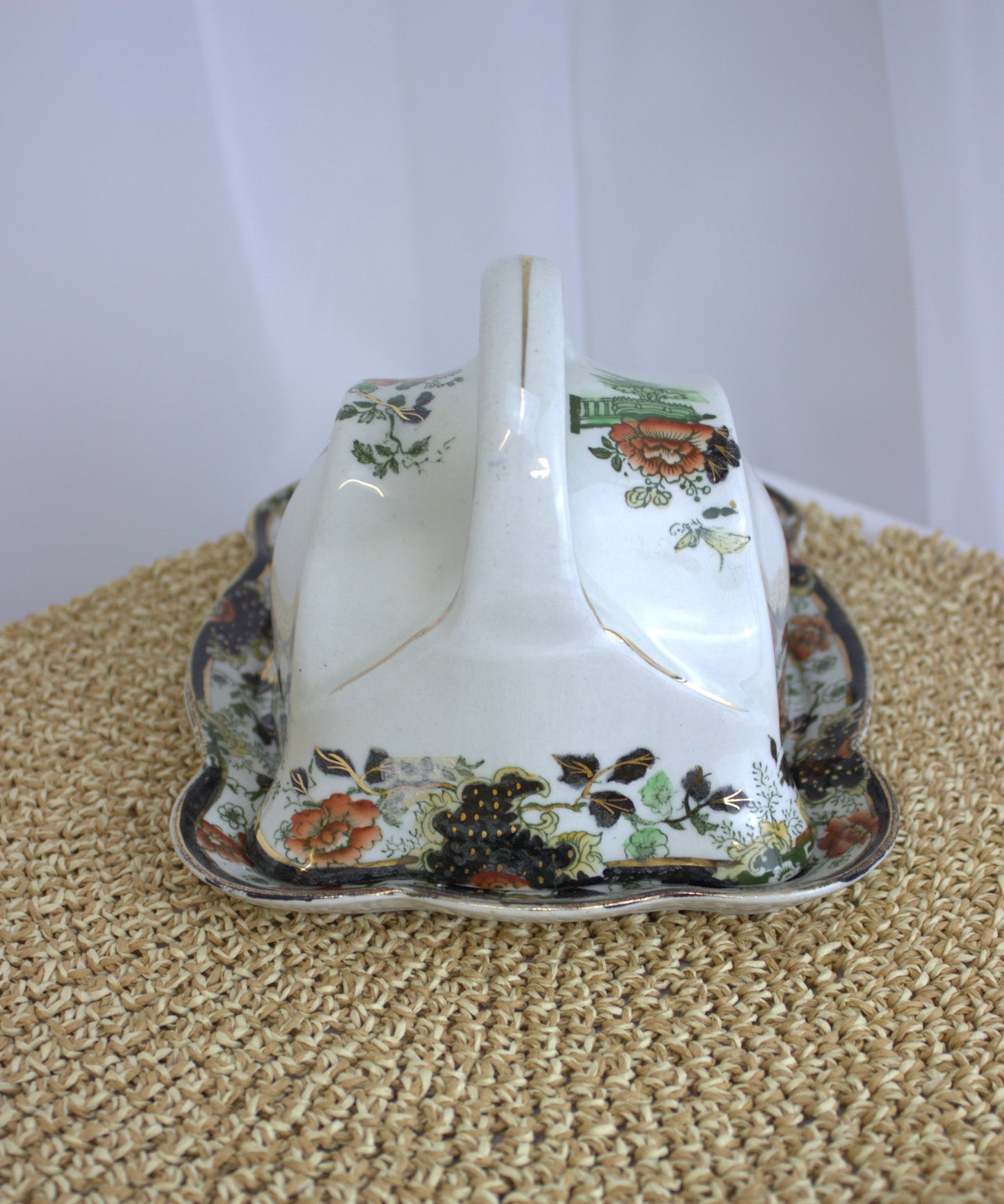 Antique Asian Oriental Cheese Keeper Dish