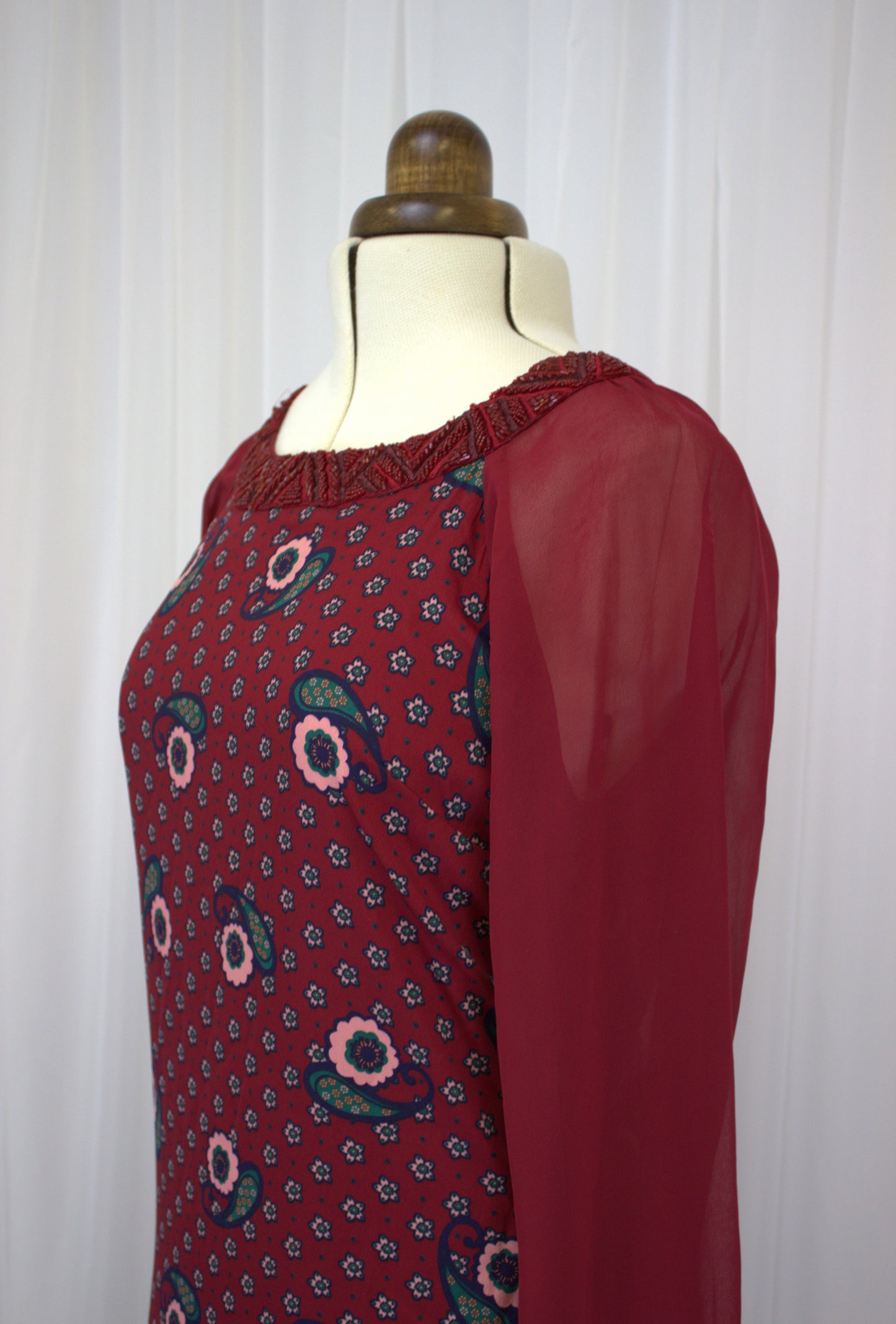 Boho Chic Burgundy Midi Dress - Size 12