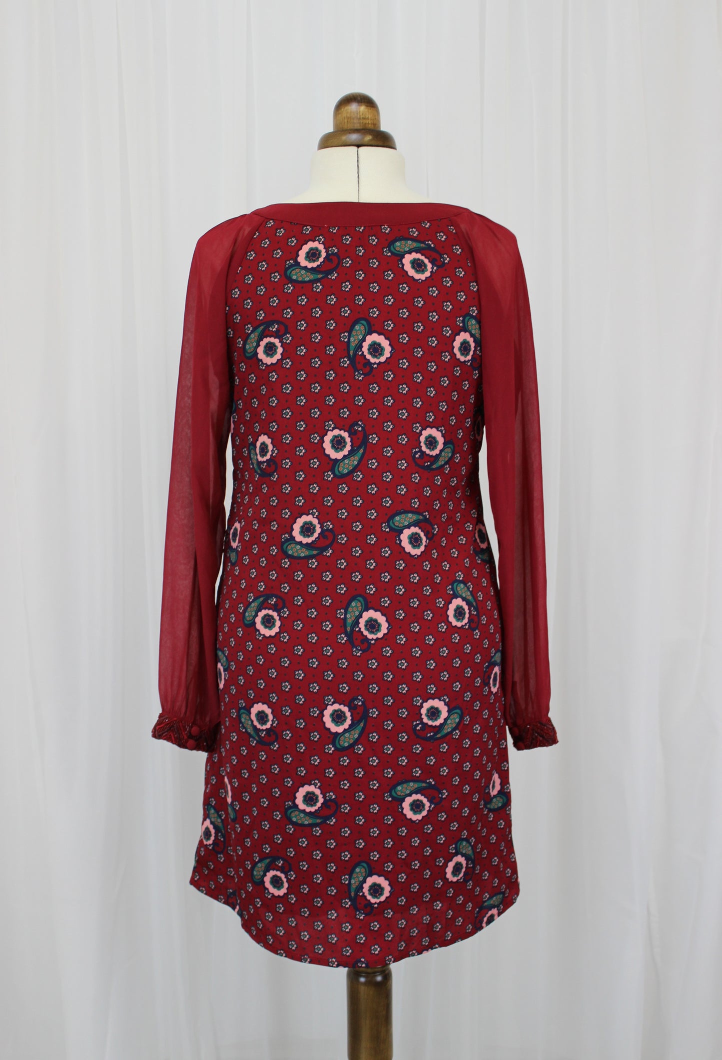 Boho Chic Burgundy Midi Dress - Size 12