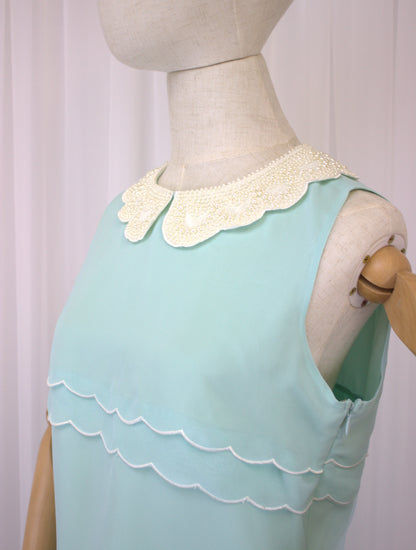 Delicate Mint Green Chiffon Shift Dress - Size 10