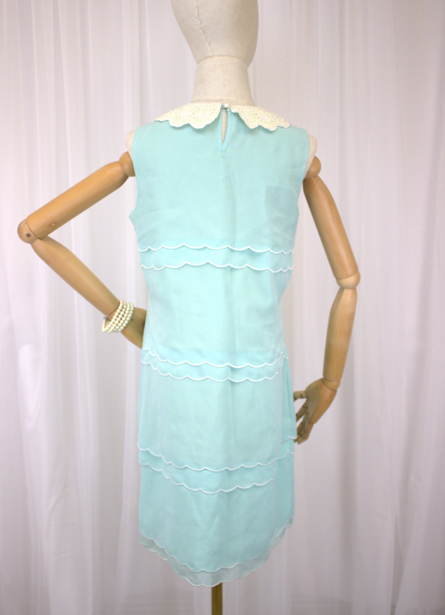 Delicate Mint Green Chiffon Shift Dress - Size 10