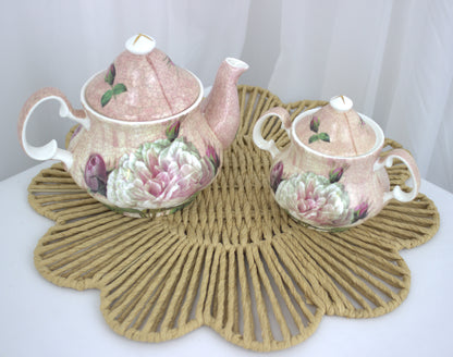 Vintage Creative Tops Antique Rose Teapot and Sugar Bowl Set