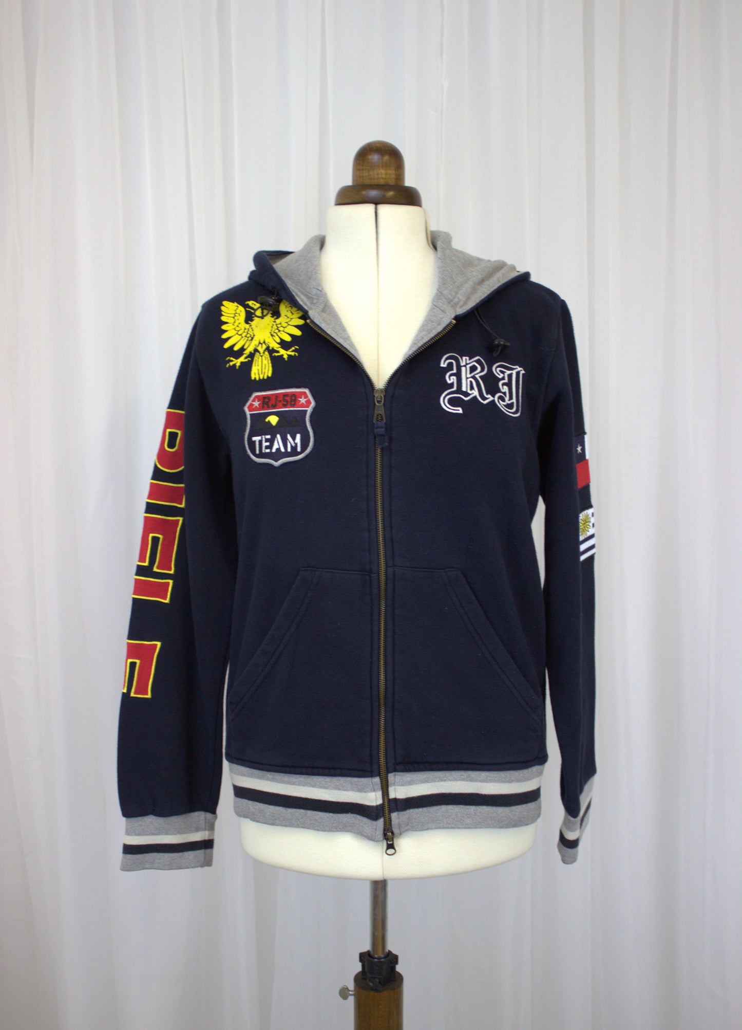 Casual 90's Rifle Jeans Zippered Hoodie - Size M