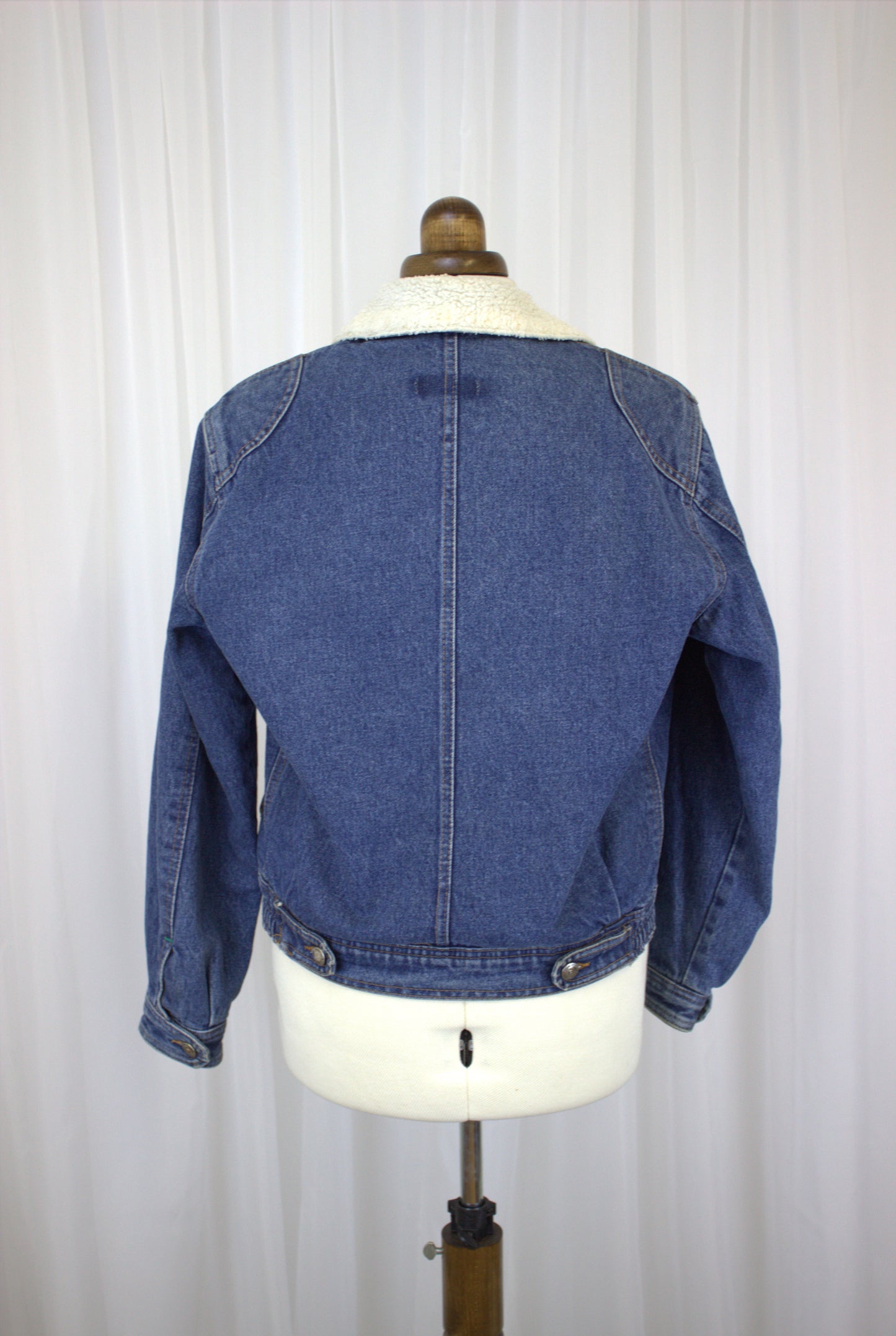 Vintage Denim Jacket by Dues Park with Faux Sherpa Lining - Size 12