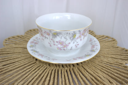 Elegant Small Floral Bowl with Attached Plate