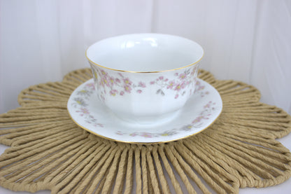 Elegant Small Floral Bowl with Attached Plate