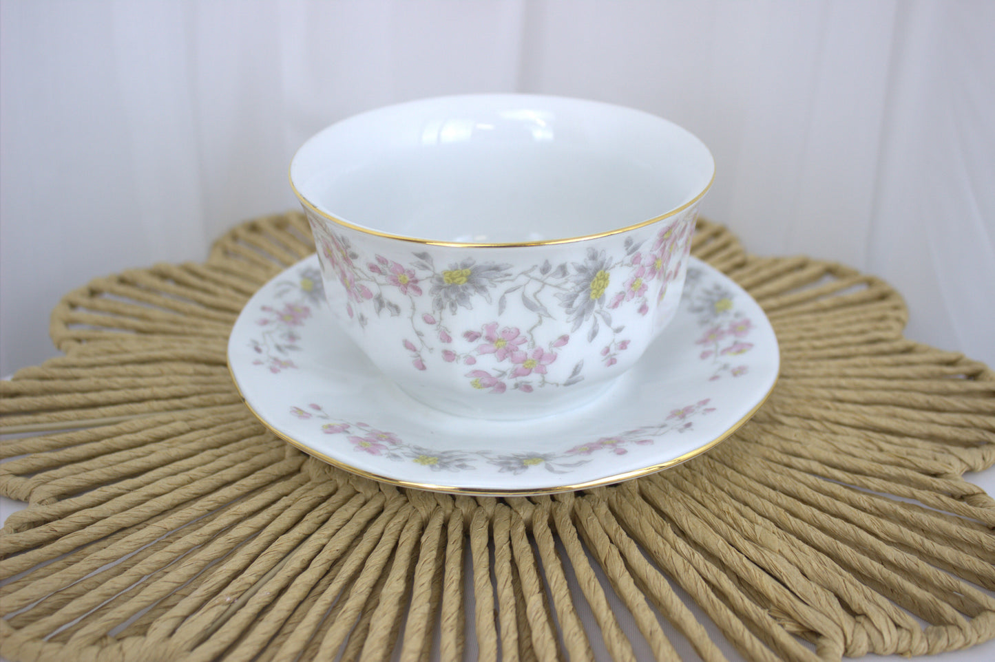 Elegant Small Floral Bowl with Attached Plate